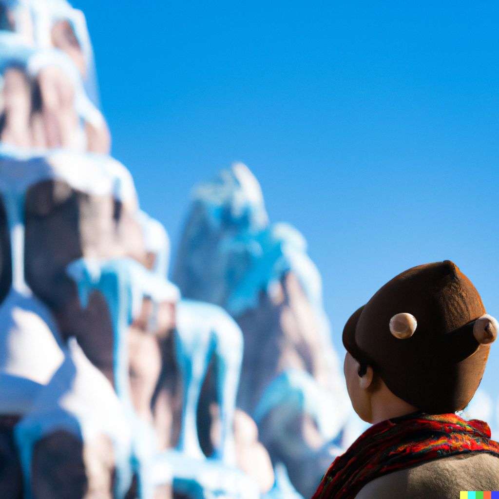 someone gazing at Mount Everest, Disney character